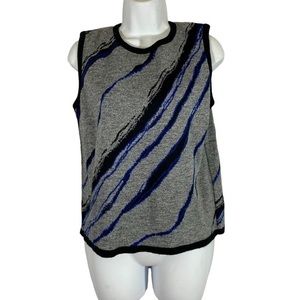 Karen Lessly Size Small Sweater Sleeveless Crew Neck Knitted Abstract Print